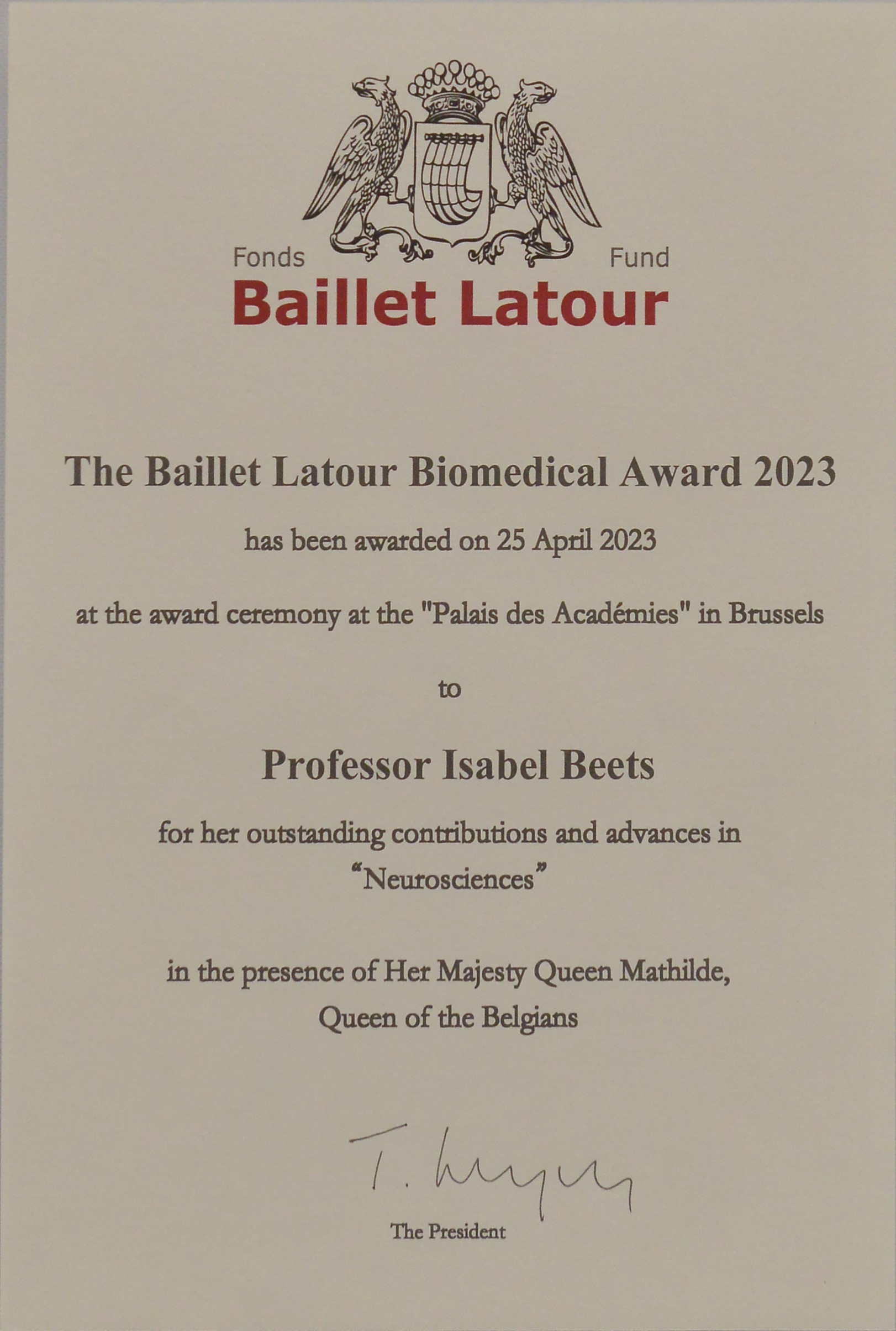 Baillet Latour Biomedical Award 2023